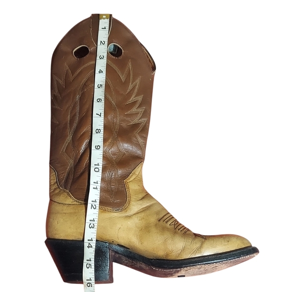 Sanders Vintage Two Tone Brown Leather Handcrafted Western Boots Women's - Picture 11 of 16